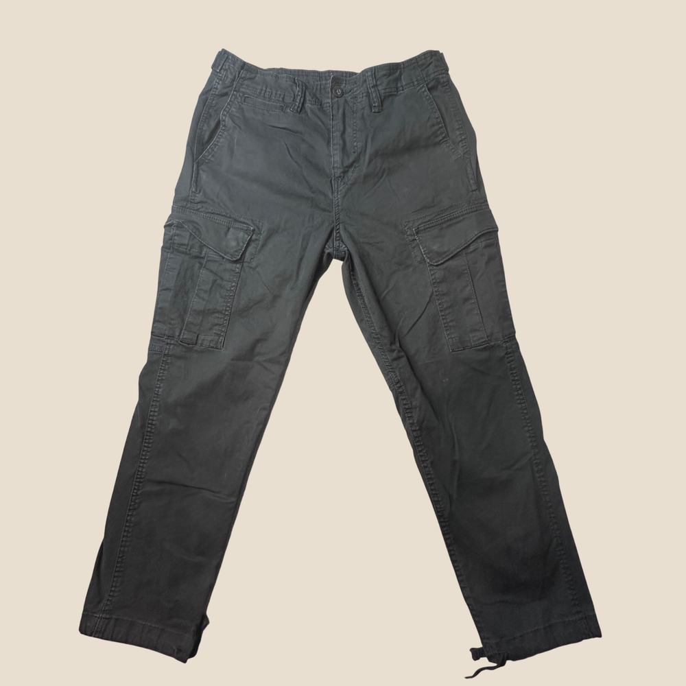 American Eagle Cargo Pants Mens 32x30 (32x26) Slim Lived-In Flex Black Stretch